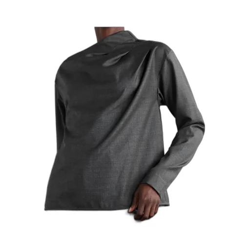 Mauris Asymmetric Pleated Draped Wool Top