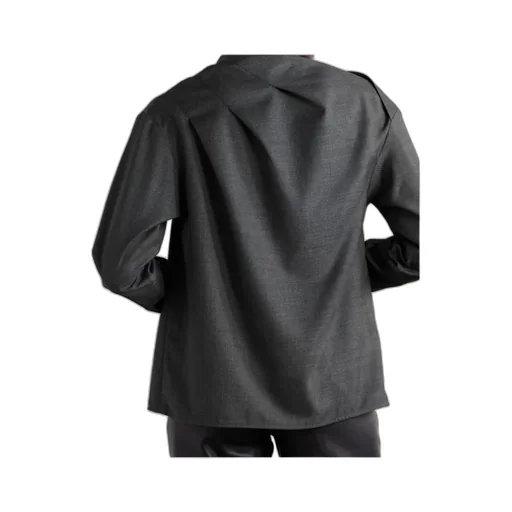 Mauris Asymmetric Pleated Draped Wool Top