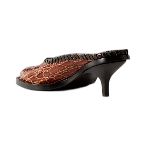 Croc-Effect Leather Mules