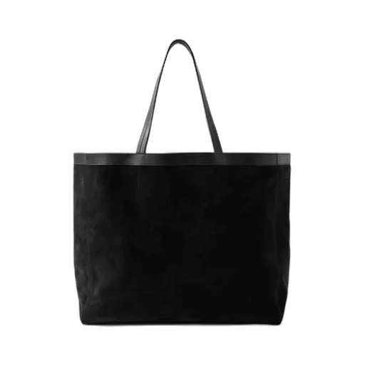 Loren Leather-Trimmed Suede Tote