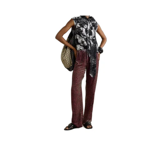 Tie-Neck Printed Crepe Top