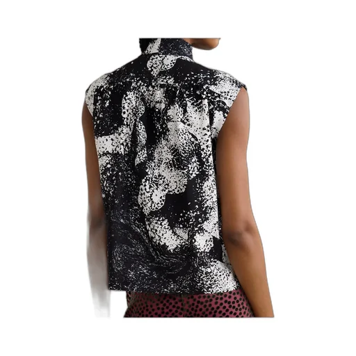 Tie-Neck Printed Crepe Top