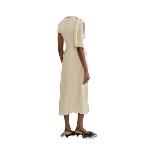 Asymmetric Crystal-Embellished Draped Satin Dress
