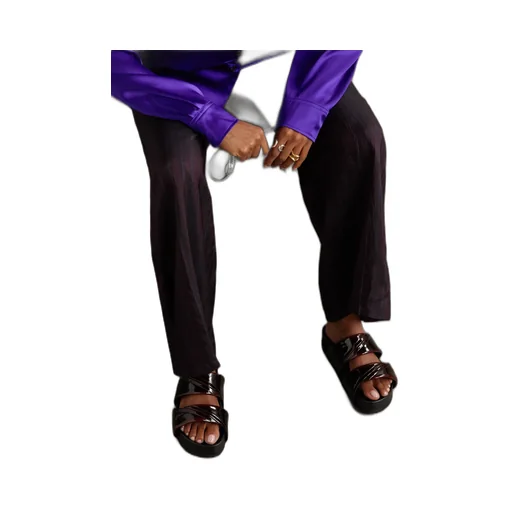 Patent-Leather Platform Slides