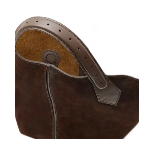 Large Leather-Trimmed Suede Shoulder Bag
