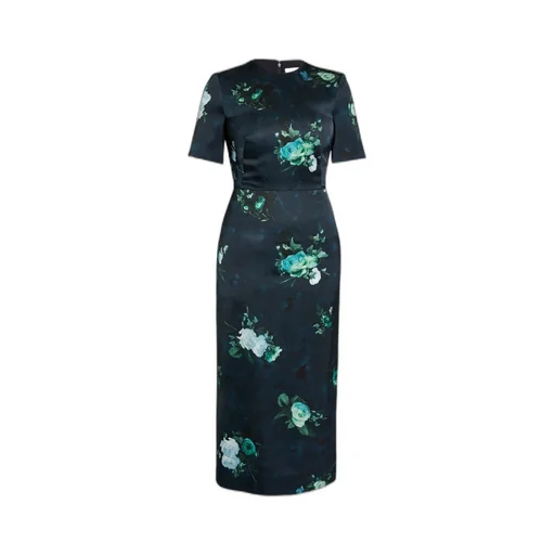 Rose-Print Short-Sleeve Dress