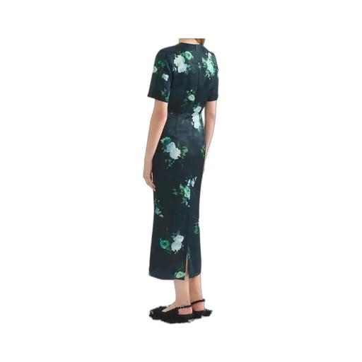Rose-Print Short-Sleeve Dress
