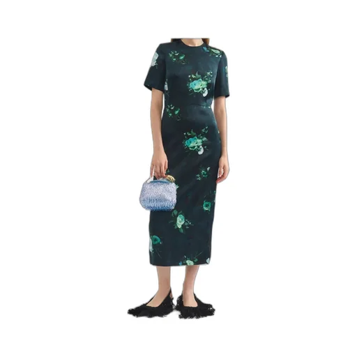 Rose-Print Short-Sleeve Dress