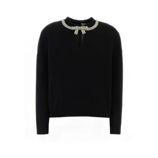 Valentino Bow Embellished V-Neck Jumper
