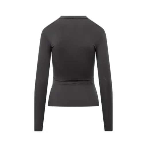 Marine Serre Moon Logo Strass Jersey Ls Highneck Top