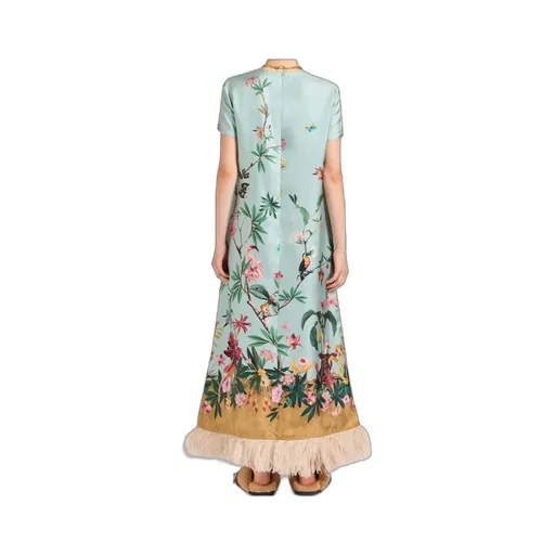La Doublej Swing Feather-Trim Dress