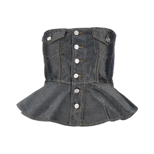 Ganni Bow Peplum Textured Top