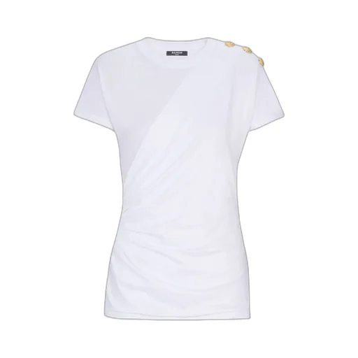 Balmain Buttons Draped T-Shirt