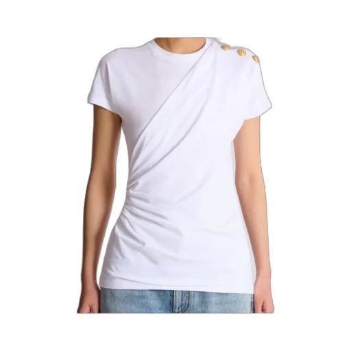 Balmain Buttons Draped T-Shirt