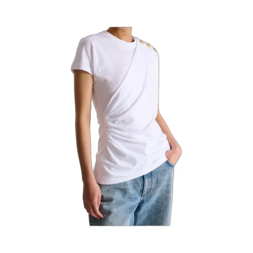 Balmain Buttons Draped T-Shirt