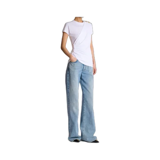Balmain Buttons Draped T-Shirt