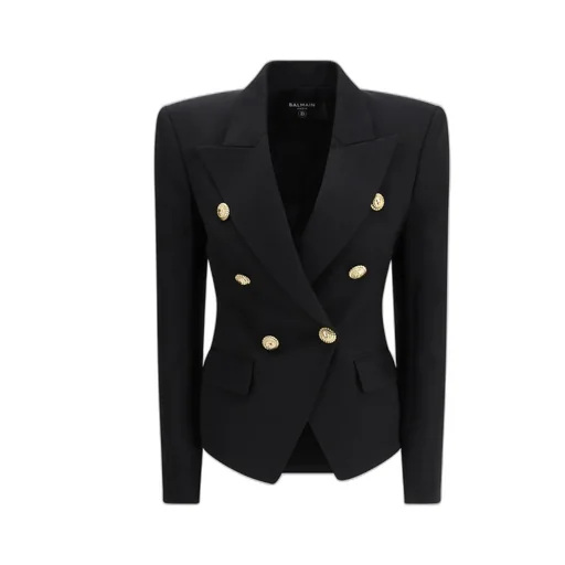 Balmain Double Breasted Fitted Grain De Poudre Jacket