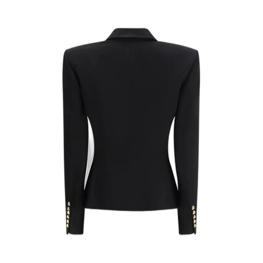Balmain Double Breasted Fitted Grain De Poudre Jacket