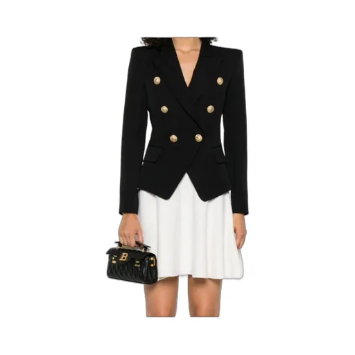 Balmain Double Breasted Fitted Grain De Poudre Jacket