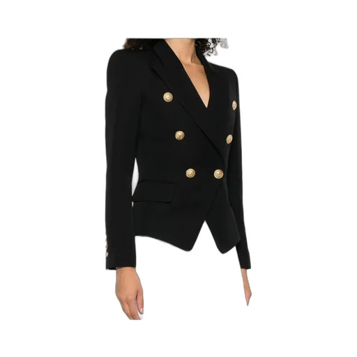 Balmain Double Breasted Fitted Grain De Poudre Jacket