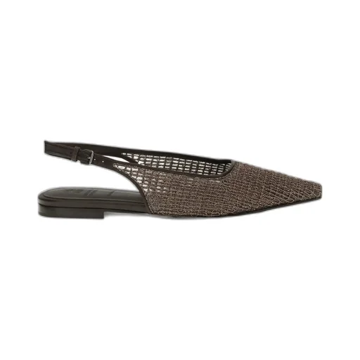 Brunello Cucinelli Precious Net Embroidery Slingback Flats