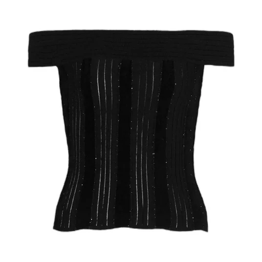 Off-The-Shoulder Glitter Knit Top