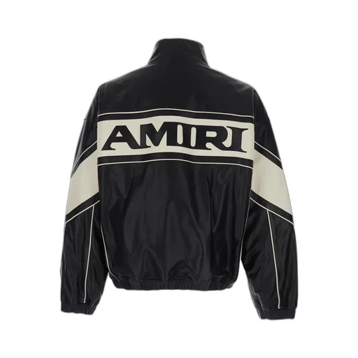 Amiri Maxi Logo High-Neck Zipped Leather Jacket