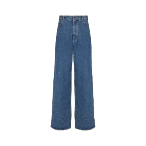 Blue Denim Wide-Leg Jeans