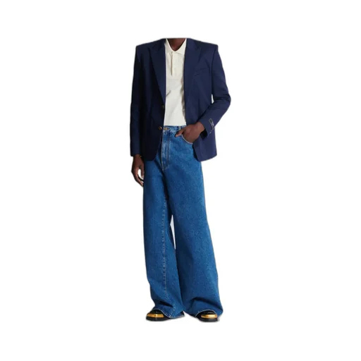 Blue Denim Wide-Leg Jeans