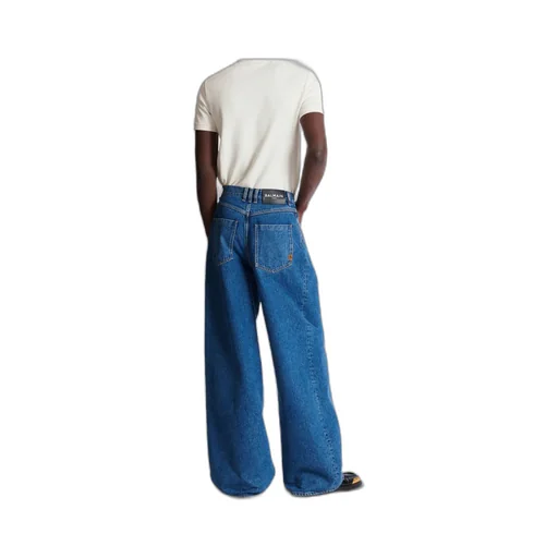 Blue Denim Wide-Leg Jeans