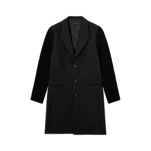 Coat In Tailoring Fabric And Ribbed Knit