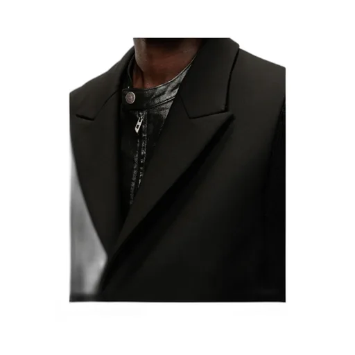 Coat In Tailoring Fabric And Ribbed Knit