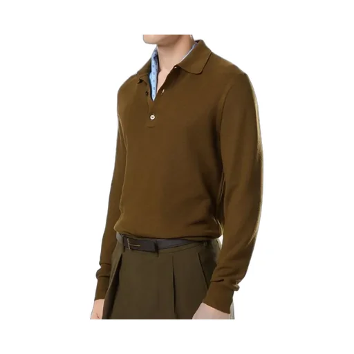 Long Sleeve Knitted Polo Shirt