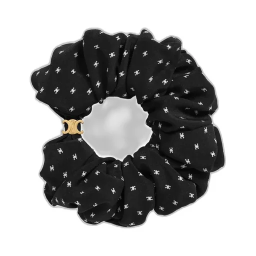 Celine Micro Triomphe Scrunchy In Silk And Brass With Gold Finish