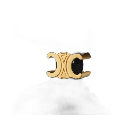 Celine Micro Triomphe Scrunchy In Silk And Brass With Gold Finish