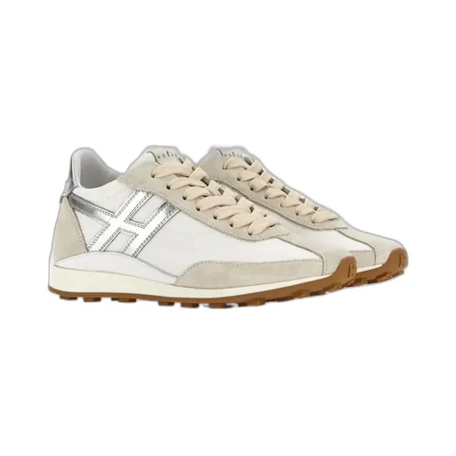 H699 Metallic-Logo Sneakers
