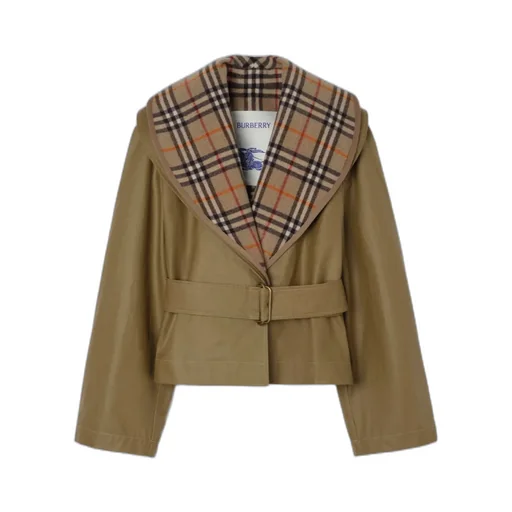 Burberry Check Warmer Belted Cropped Jacket