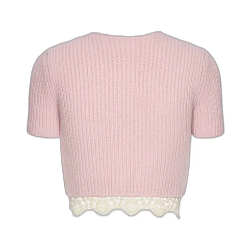 Short-Sleeved Crochet Sweater