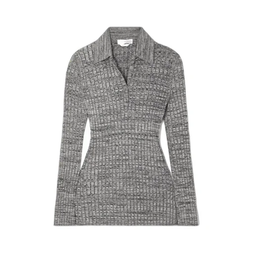 Long-Sleeved Knit Polo Shirt