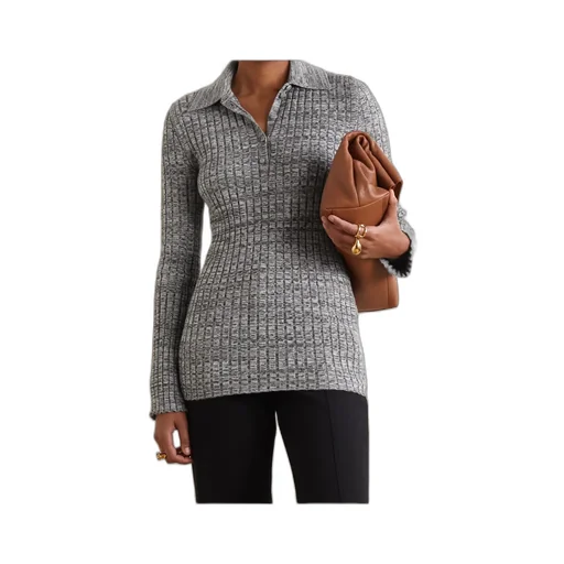Long-Sleeved Knit Polo Shirt