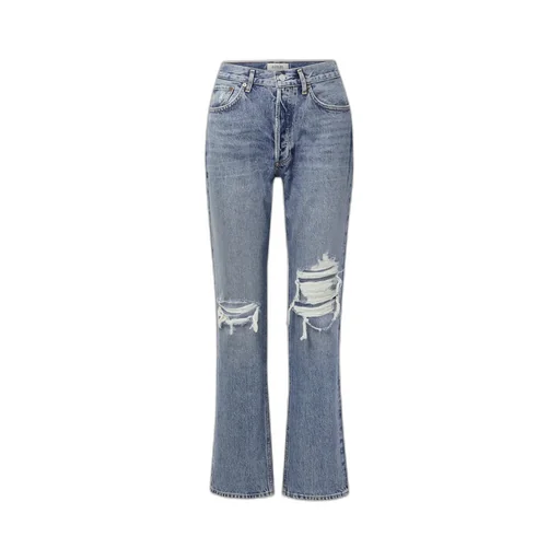 Lana Distressed Mid-Rise Jeans