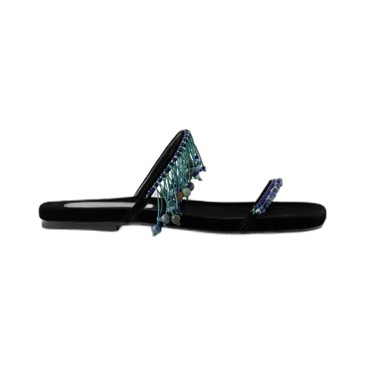 Tassel Beaded Velvet Sandals