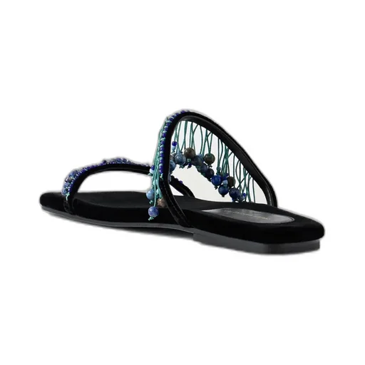 Tassel Beaded Velvet Sandals