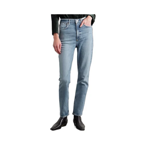 Raw-Edge Straight-Leg Denim Trousers