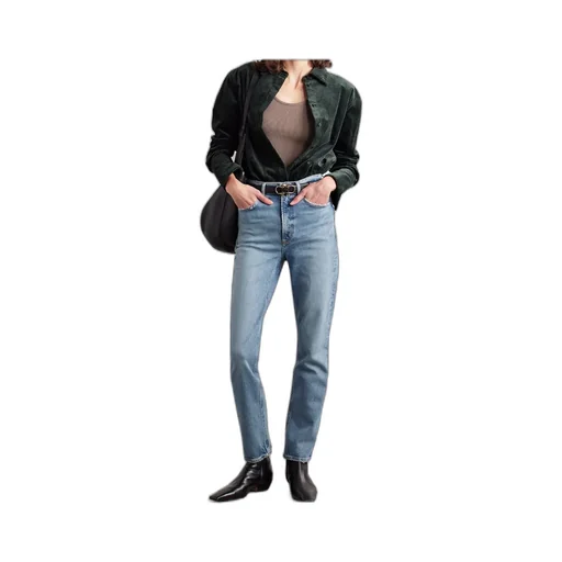 Raw-Edge Straight-Leg Denim Trousers
