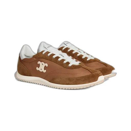 Celine Racer Low Lace-Up Sneaker With Triomphe In Nylon, Suede Calfskin And Calfskin