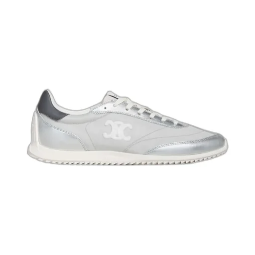 Celine Racer - Low Top Sneaker With Triomphe In Nylon, Laminated Calfskin And Calfskin