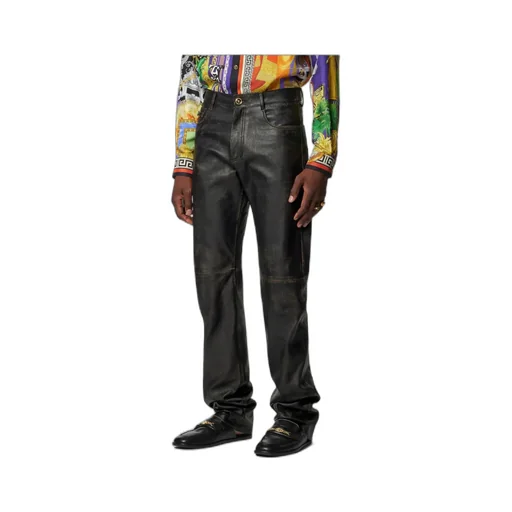 Versace Distressed Leather Pants