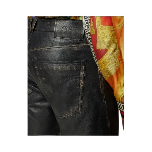 Versace Distressed Leather Pants