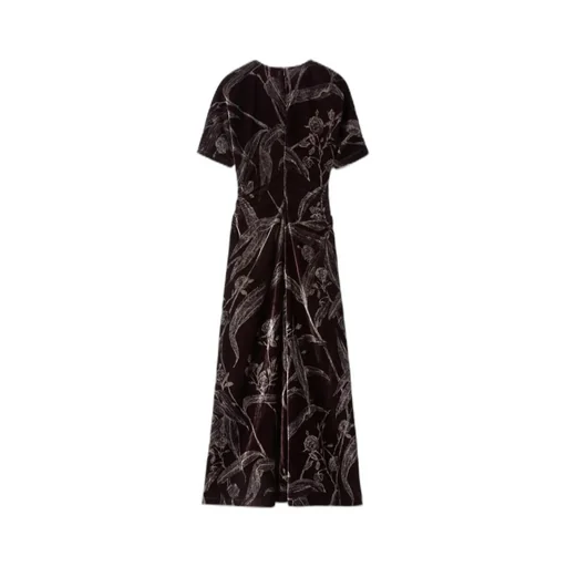 Velvet Floral-Print Dress